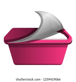 Pink yogurt icon. Cartoon of pink yogurt vector icon for web design isolated on white background