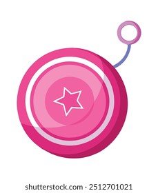 Pink yoyo child toy icon, isolated vector illustration. Ideal for children's toys and playful designs.