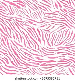 Pink zebra print pattern on a white, grunge ikat pattern, stamp seamless pattern, linin texture, Vector illustration background for print the paper.