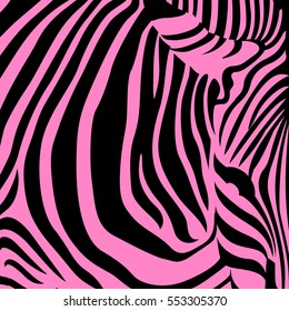 Pink zebra stripes pattern. Vector illustration.