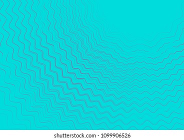 Líneas onduladas rosadas de zigzag en el fondo cian. Ilustración del vector