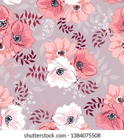 Pinkand white beautiful anemone pattern