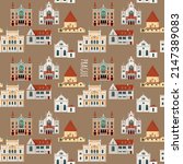 Pinkas, Spanish, Old New , Synagogues, Maisel, Jubilee, Klausen Synagogue. Prague, Czech Republic. Seamless background pattern. Vector illustration