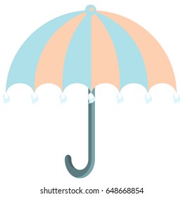 Pink-blue cute umbrella on white background. Vector Illustration. Umbrella Icon Vector. Flat color symbol.