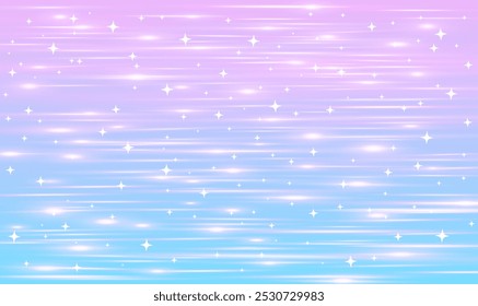 Fondo de mar romántico delicado rosa-azul con estrellas y reflejos. Vector Imagen abstracta de un mar mágico para una sirena.