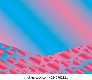 Pink-blue gradient with hearts background for valentine. Vector version