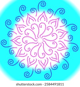 Pink-Blue Mandala Design. Can be used for fabric, cushion, carpet, curtain, wallpaper, embroidery, background, phone case,  photoframe, card, cover bags, table cloth etc. 