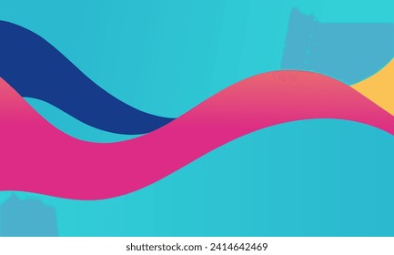 Pink-Blue-White-Yellow Gradient Color Liquid Wave Abstract Background, vector and illustration