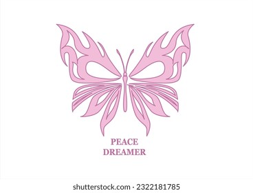 pinkbutterfly hand drawn design vector tattoo 