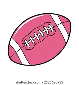 Pelota de rugby de color rosa con ilustración de costura