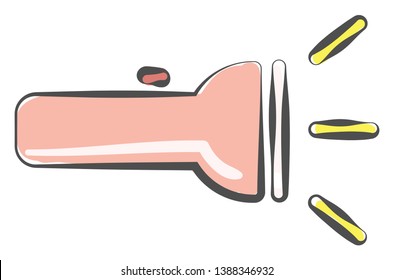 A pink-colored torchlight with smart designs is short enough to fit in the pockets or handbags  vector  color drawing or illustration