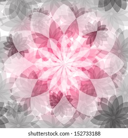 Pink-gray floral seamless pattern with transparent flowers (vector EPS 10)