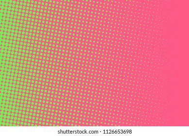 Pink-green halftone background. Digital gradient. Abstract backdrop with circles, point, dots. Dotted pattern. Futuristic panel Vector illustration  