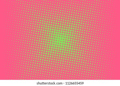 Pink-green halftone background. Digital gradient. Abstract backdrop with circles, point, dots. Dotted pattern. Futuristic panel Vector illustration  