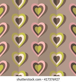 A pink-green seamless pattern with hearts
