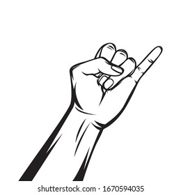 pinkie finger. line art. vector illustration black and white 