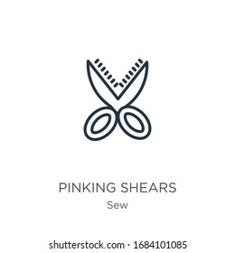 Pinking shears icon. Thin linear pinking shears outline icon isolated on white background from sew collection. Line vector sign, symbol for web and mobile