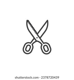 Pinking shears line icon. linear style sign for mobile concept and web design. Saw scissors outline vector icon. Symbol, logo illustration. Vector graphics