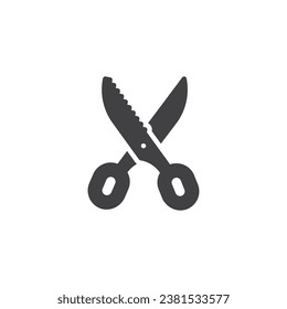 Pinking shears vector icon. filled flat sign for mobile concept and web design. Saw scissors glyph icon. Symbol, logo illustration. Vector graphics