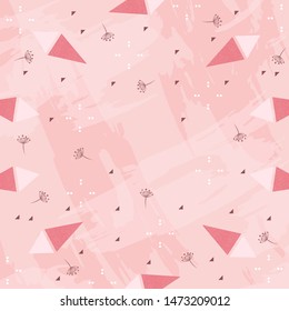 Pinkish abstract scarf pattern with flower and triangle design