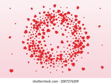 Pinkish Confetti Background Pink Vector. Blank Backdrop Heart. Red Bright Texture. Violet Confetti Greeting Illustration. Purple Volume Pattern.