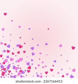 Pinkish Confetti Background Pink Vector. Birthday Frame Heart. Purple Shape Illustration. Lilac Confetti Drop Pattern. Fond Happy Backdrop.