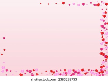 Pinkish Confetti Background Pink Vector. Love Pattern Heart. Fond Gift Texture. Tender Confetti Abstract Backdrop. Purple Romance Illustration.