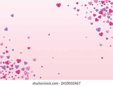 Pinkish Confetti Background Pink Vector. Love Texture Heart. Fond Volume Pattern. Tender Heart Elegant Illustration. Lilac Gift Frame.