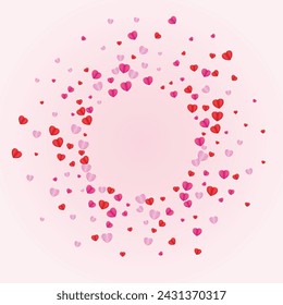 Pinkish Confetti Background Pink Vector. Wallpaper Frame Heart. Red Wedding Illustration. Fond Confetti Honeymoon Pattern. Lilac Romance Texture.