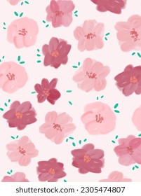 Pinkish flowers patterns on white background illustrations, vector aesthetic for wallpaper, wall decor, templates covers, art prints