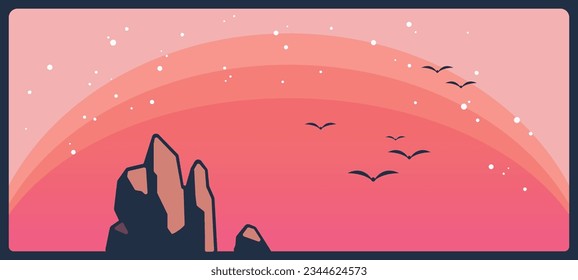 Pinkish Gradient Sunset View Background