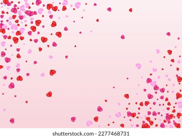 Pinkish Heart Background Pink Vector. Cute Texture Confetti. Purple Drop Backdrop. Lilac Heart Valentine Pattern. Fond Fall Frame.