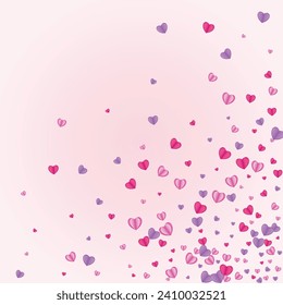 Pinkish Heart Background Pink Vector. Romance Illustration Confetti. Purple Banner Frame. Tender Heart Card Texture. Fond Anniversary Pattern.