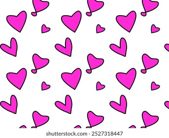 Formas de corazón rosado diseño sin fisuras. El corazón ama el diseño del Vector del patrón del doodle. Cariño. Devoción. Obsesión. Posesivo. Romance.
