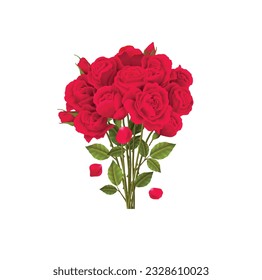 pinkish red rose bouquet illustration, flowers, floral, beautiful nature flower vector art