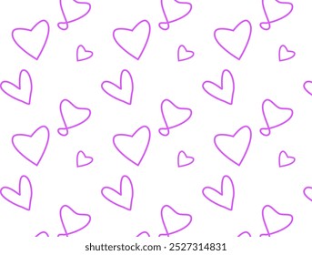 Formas de corazón de trazo rosado de diseño sin costuras. El corazón ama el diseño del Vector del patrón del doodle. Cariño. Devoción. Obsesión. Posesivo. 
