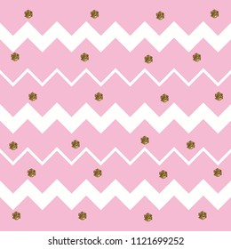 Pinkish White Zigzag Pattern with Gold Hexagons