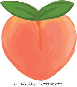 a pinkish-orange peach fruit, water color.