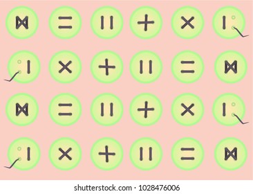 Pinknwallpaper with a pattern of green buttons