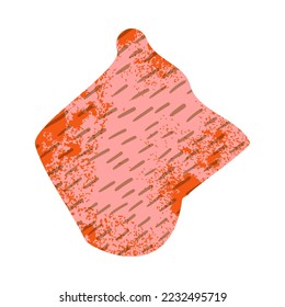 Pink-orange flat figure in a naive style. Grunge texture.