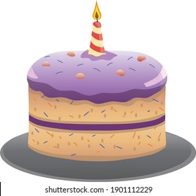Pastel rosa morado con una vela