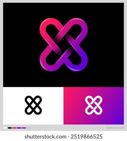 Pink-purple letter X. The monogram consists of intertwined elements.