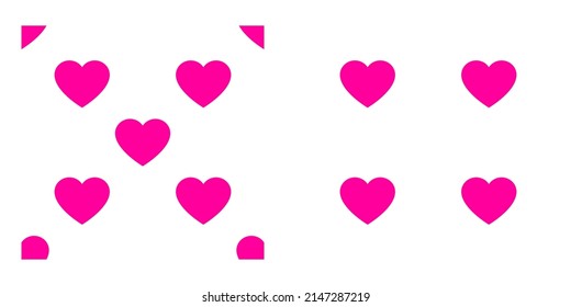 Pinkpurple seamless, repeatable heart shape, icon pattern, texture. Heart wrapper, wrapping paper background