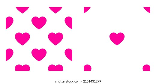 Pinkpurple seamless, repeatable heart shape, icon pattern, texture. Heart wrapper, wrapping paper background
