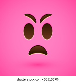 Pinkrealistic emoticon smiley face, vector illustration