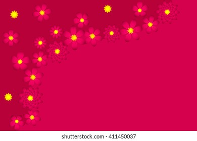 Pink-red background with flowers.
Pink-red floral background. Can be used as standalone picture or for decorating postcards, greeting cards, invitations to springtime holidays.