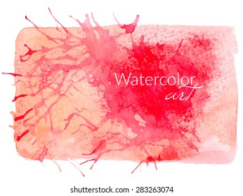 Pink-red watercolor vector background.