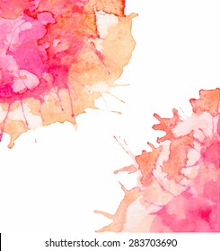 Pink-red watercolor vector background.