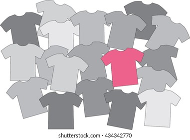 Pink/red woman top/blouse among grey fashion blouses