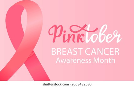 Pinktober. National Breast Cancer Awareness Month banner with a pink ribbon